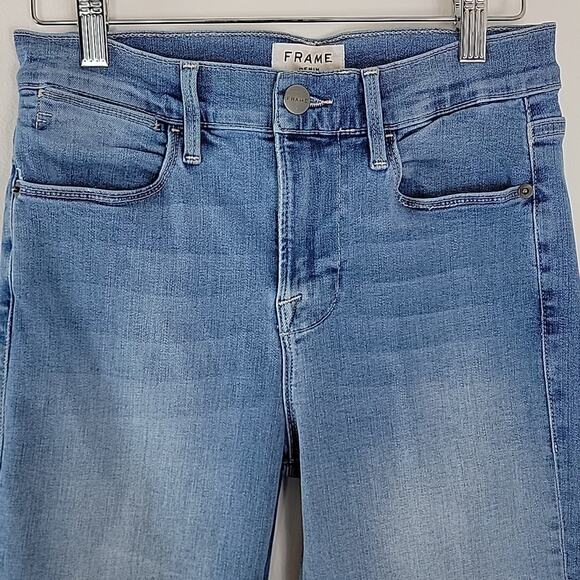 Frame Le High Skinny Raw Edge Blue Denim Jeans in Europa 26 - Picture 4 of 15